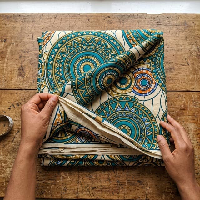 Aso-ebi fabric laid out for a Nigerian wedding